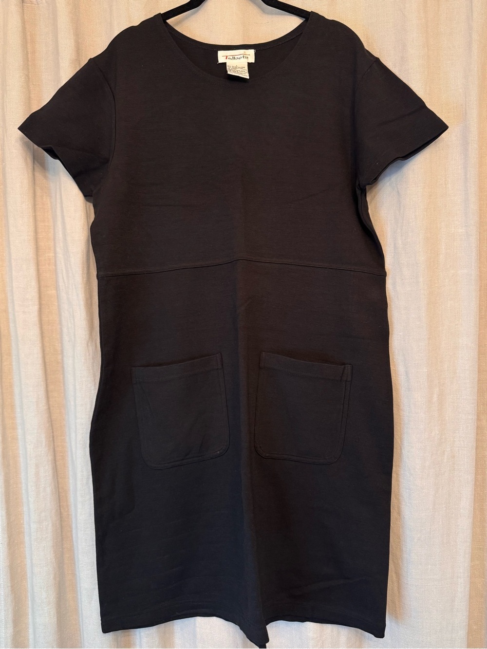 NWOT Talbots Black Knit Pocket Shift Dress Large L